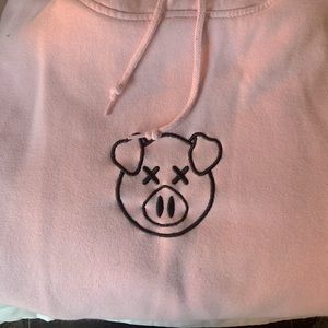 Shane Dawson Pink Embroided Pig Hoodie